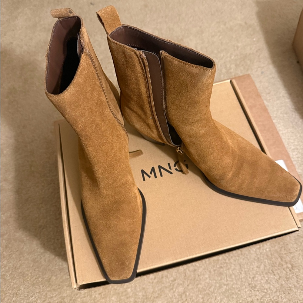 Mango Medium Brown Suede Ankle Boots - Picture 6 of 8